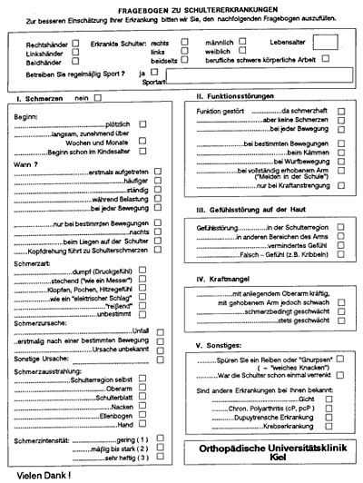 Schulterfragebogentest